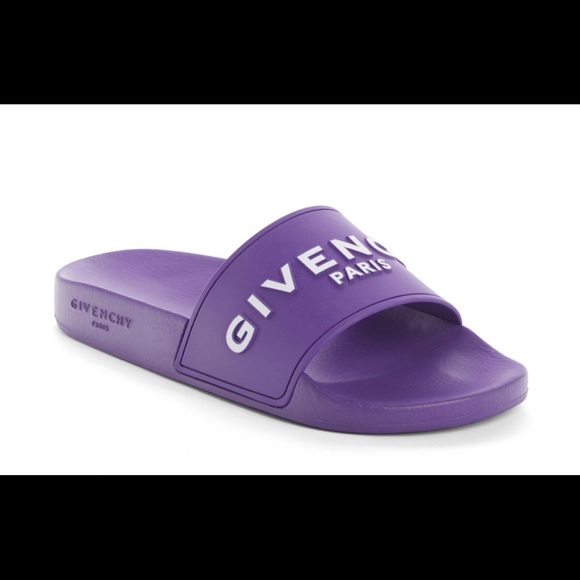 NEW GIVENCHY PARIS PURPLE LOGO POOL SLIDES SANDALS 36 6 RECEIPT AUTHENTIC - Picture 3 of 14
